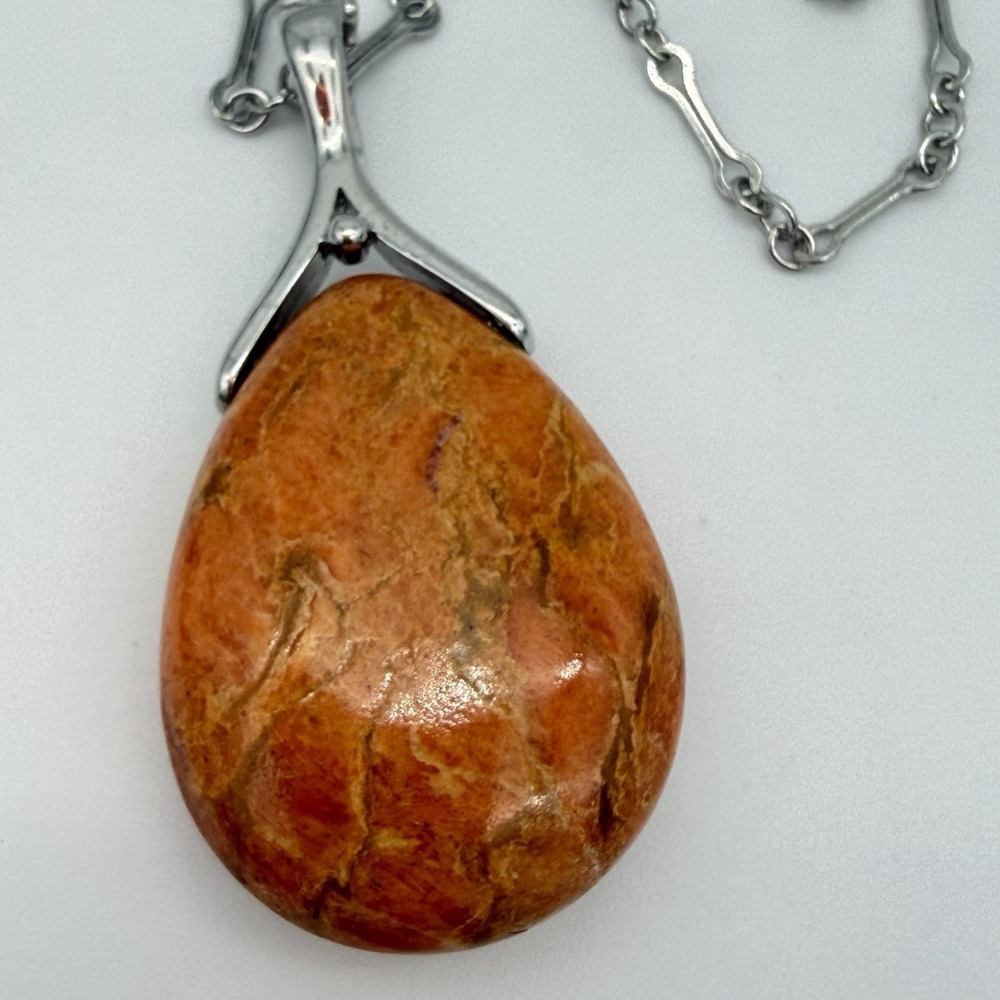 Vtg NF Sterling‎ Silver Orange Sponge Coral Necklace Designer QVC HSN